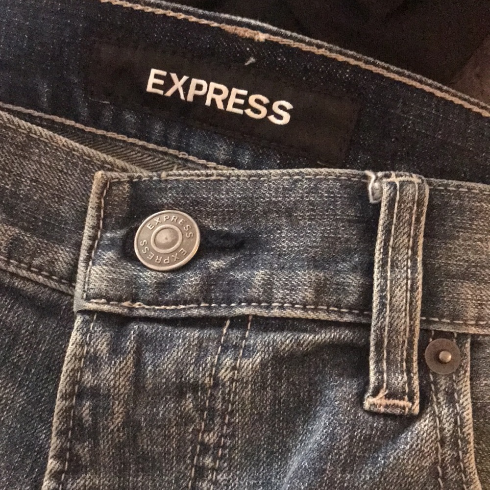 Express Men Ripped Patched Jeans - Picture 7 of 8